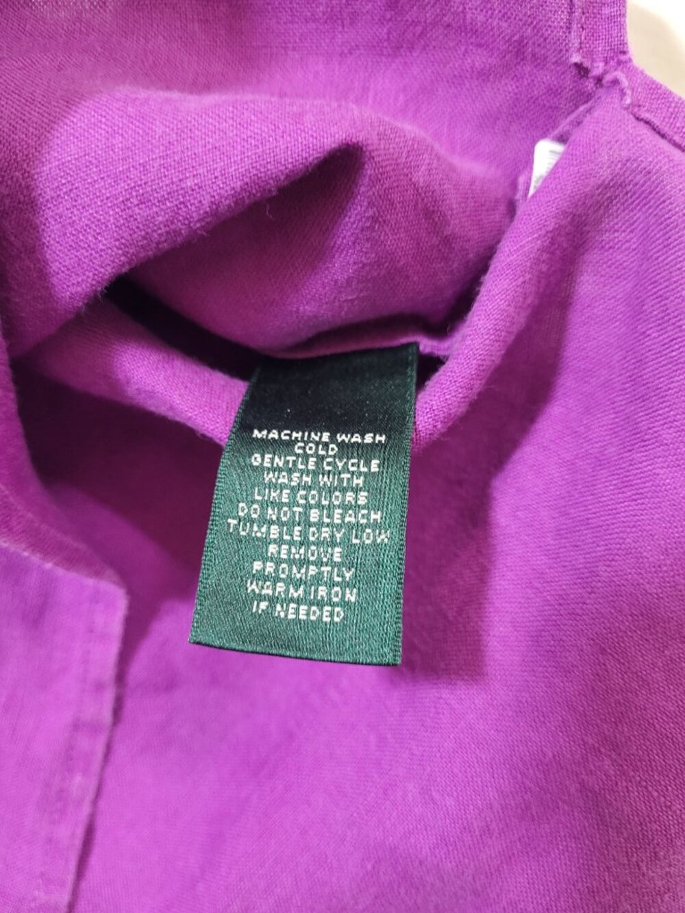 Lauren Ralph Lauren Purple 100% Linen V Neck Roll Tab Sleeve Top Large Preppy - Picture 4 of 9